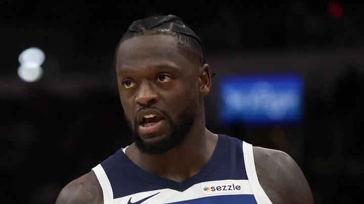 Jan 16, 2026; Houston, Texas, USA; Minnesota Timberwolves forward Julius Randle (30) reacts while playing against the Houston Rockets in the first quarter at Toyota Center. Mandatory Credit: Thomas Shea-Imagn Images