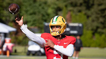Leadership and consistency from the quarterback room is the Ducks' biggest question of spring. Dante Moore appears to be the guy, but he has to hold off a challenge from Austin Novosad and Luke Moga.