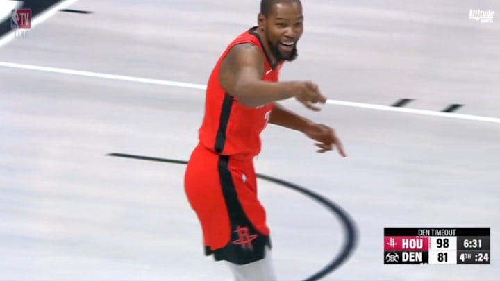 Kevin Durant broke out a new celebration after a three-pointer against the Nuggets