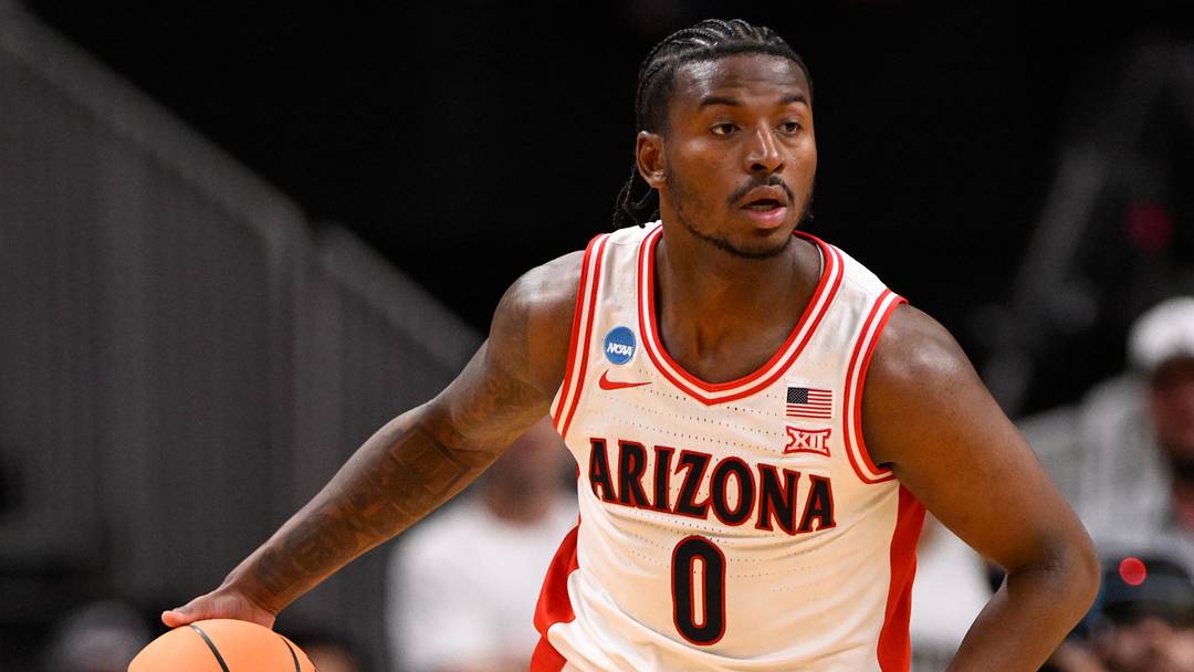 Mar 28, 2026; San Jose, CA, USA; Arizona Wildcats guard Jaden Bradley (0) dribbles the ball against the Purdue Boilermakers in the first half during an Elite Eight game of the West Regional of the men's 2026 NCAA Tournament at SAP Center. Mandatory Credit: Eakin Howard-Imagn Images