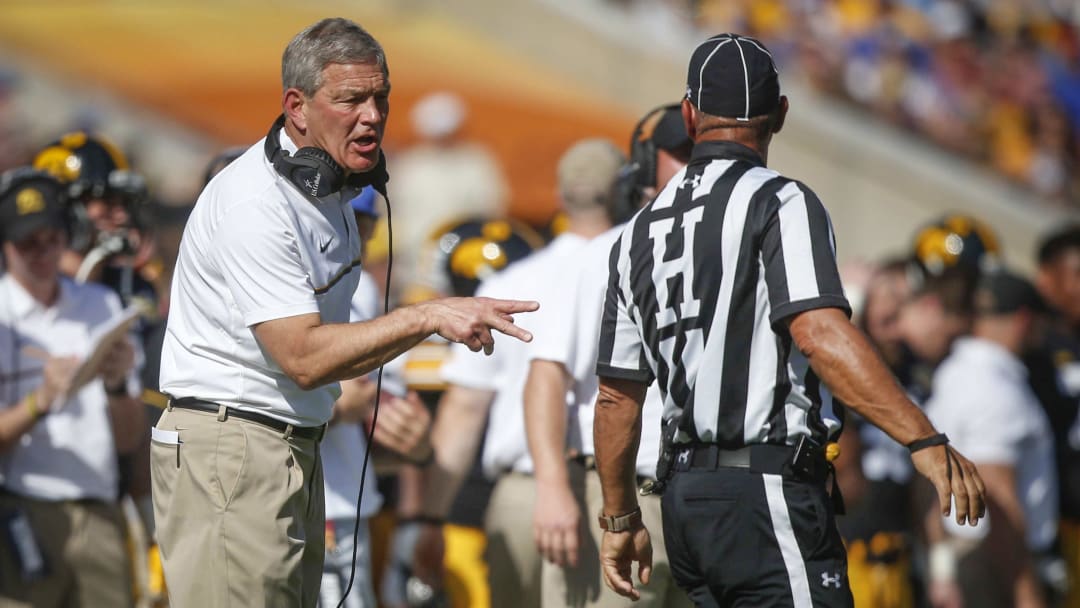 Iowa coach Kirk Ferentz is shown during the 2017 Outback Bowl in Tampa, FL, where the Hawkeyes were defeated, 30-3, by Florida. The Outback could take the Hawkeyes again this year.