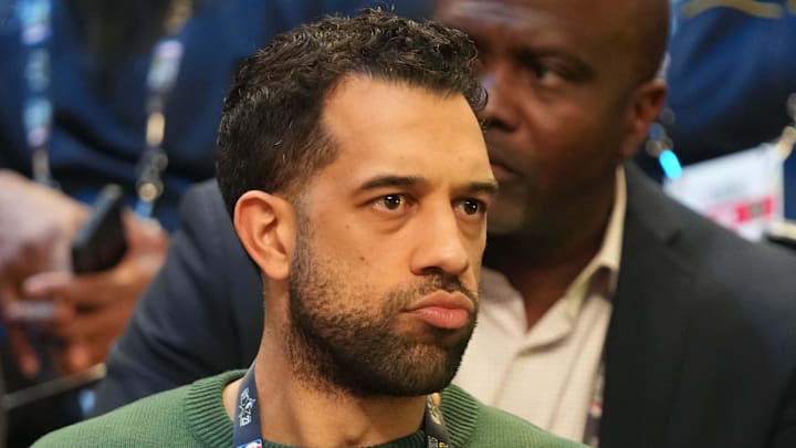 Atlanta Hawks general manager Landry Fields looks on during the draft combine.
