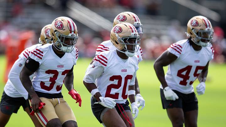 San Francisco 49ers defensive backs at training camp
