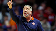 Auburn coach Bruce Pearl calls to his team during the first half against Alabama State in the first round of the NCAA tournament.
