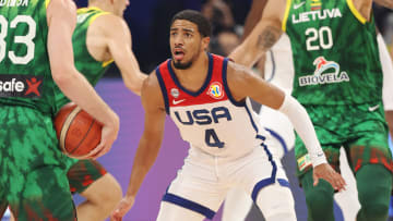 Indiana Pacers guard Tyrese Haliburton plays for Team USA against Lithuania in the 2023 FIBA Basketball World Cup in Manila, Philippines on September 3, 2023. (Mandatory Photo Credit; Stephen Gosling/USA Basketball)