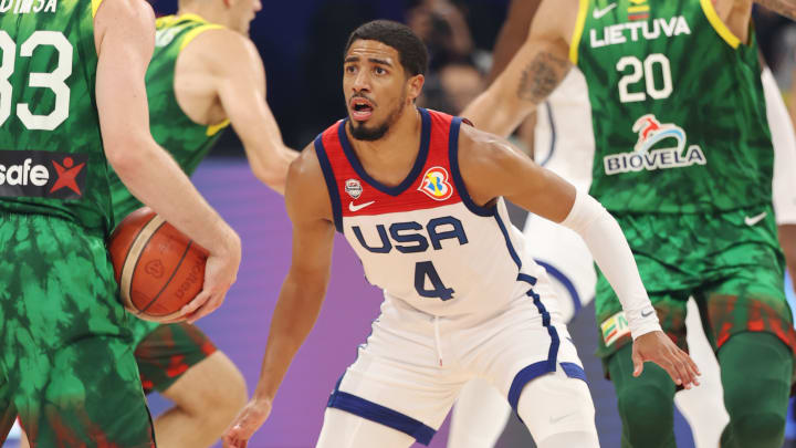 Indiana Pacers guard Tyrese Haliburton plays for Team USA against Lithuania in the 2023 FIBA Basketball World Cup in Manila, Philippines on September 3, 2023. (Mandatory Photo Credit; Stephen Gosling/USA Basketball)