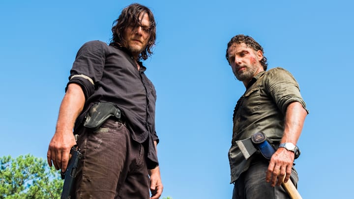 Charles Halford as Yago, Norman Reedus as Daryl Dixon, Andrew Lincoln as Rick Grimes - The Walking Dead Season 8, Episode 5