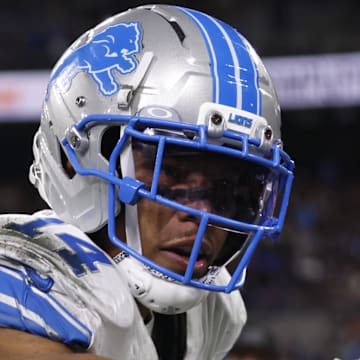 Detroit Lions wide receiver Amon-Ra St. Brown (14).