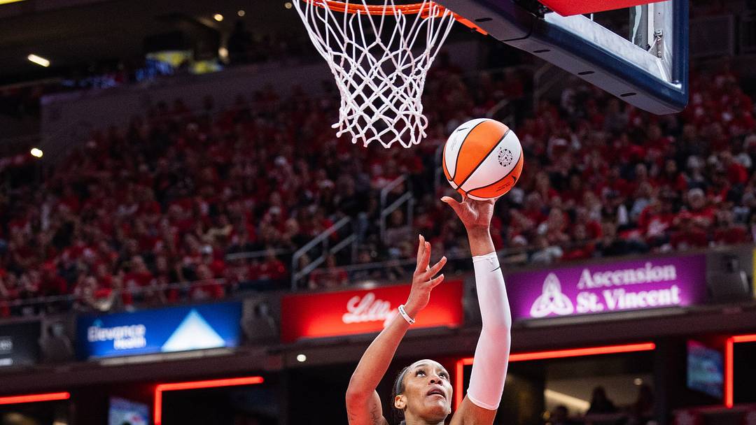 Sep 29, 2026; Indianapolis, Indiana, USA;  Las Vegas Aces center A'ja Wilson (22) shoots the ball during game two of the first round against the Indiana Fever at Gainbridge Fieldhouse.  Mandatory Credit: Trevor Ruszkowski-Imagn Images