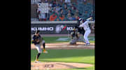 Detroit Tigers mascot Paws tries to distract Pirates ace Skenes