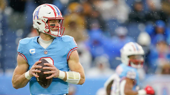 Tennessee Titans quarterback Will Levis looks to throw a pass. Tennessee Titans quarterback Will Levis looks to throw a pass.