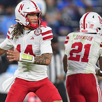Nebraska Cornhuskers quarterback TJ Lateef throws against the UCLA Bruins during the first half at the Rose Bowl. 