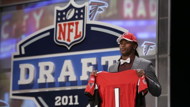 Falcons trade up to take Alabama wide receiver Julio Jones in the 2011 NFL Draft. 