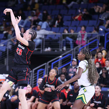 Etiwanda's Grace Knox attempts a jump shot against Ontario Christian at the CIF Southern Section Open Division final at the Toyota Arena on March 1, 2025.