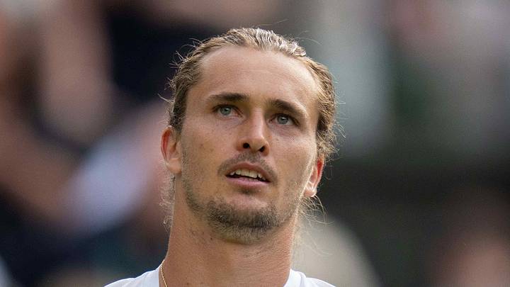 Alexander Zverev celebrates winning his match at Wimbledon