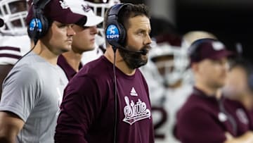Mississippi State Bulldogs defensive coordinator Coleman Hutzler against the Arizona State Sun Devils at Mountain America Stadium.