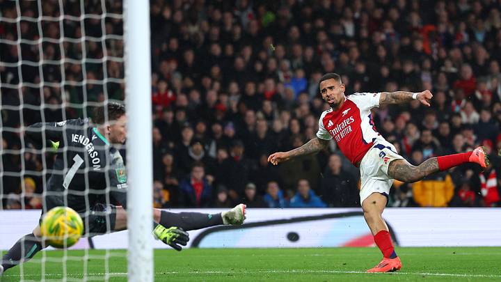 Gabriel Jesus netted his first Arsenal hat-trick to send the Gunners into the Carabao Cup semi-finals