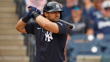 Jasson Dominguez steps up to the plate in spring training for the New York Yankees.