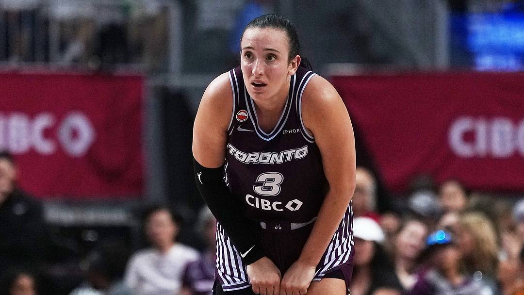 Jul 5, 2026; Toronto, Ontario, CAN; Toronto Tempo guard Marina Mabrey (3) takes a break against the Dallas Wings during the fourth quarter at Coca-Cola Coliseum. Mandatory Credit: Nick Turchiaro-Imagn Images