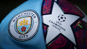 The Manchester City Club Crest with a Premier League Match Ball