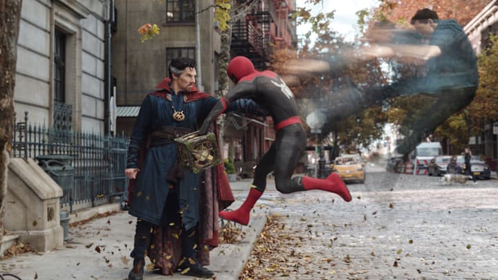 Benedict Cumberbatch stars as Doctor Strange and Tom Holland stars as Spider-Man/Peter Parker in Columbia Pictures' SPIDER-MAN: NO WAY HOME.