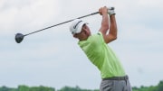 Collin Morikawa tees off in the third round of the Travelers Championship