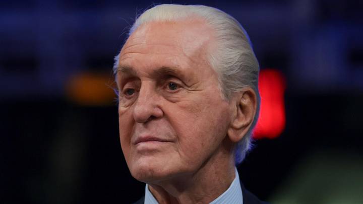 Miami Heat president Pat Riley looks on  (Mandatory Credit: Sam Navarro-Imagn Images)