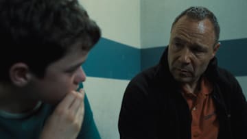 Adolescence. (L to R) Owen Cooper as Jamie Miller, Stephen Graham as Eddie Miller in Adolescence. Cr. Courtesy of Netflix © 2024