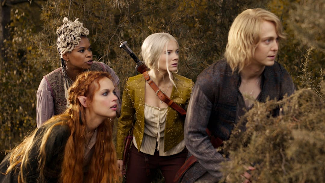 Iskra (Aggy K. Adams), Mistle (Christelle Elwin), Ciri (Freya Allan), and Kayleigh (Fabian McCallum) in The Witcher season 4 Iskra (Aggy K. Adams), Mistle (Christelle Elwin), Ciri (Freya Allan), and Kayleigh (Fabian McCallum) in The Witcher season 4
