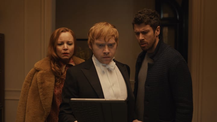 Lauren Ambrose as Dorothy, Rupert Grint as Julian, and Toby Kebbell as Sean in Servant season 2.