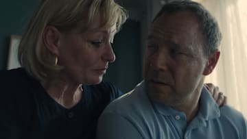 Adolescence. (L to R) Christine Tremarco as Manda Miller, Stephen Graham as Eddie Miller