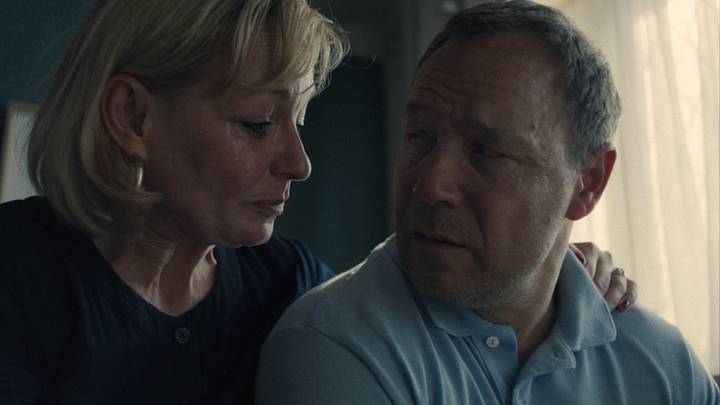 Adolescence. (L to R) Christine Tremarco as Manda Miller, Stephen Graham as Eddie Miller
