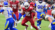 Cardinals TE Trey McBride (85) finished last season with 111 catches and nearly 250 fantasy points. 