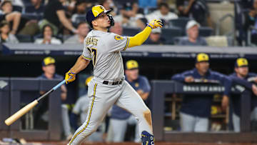Sep 8, 2023; Bronx, New York, USA; Milwaukee Brewers shortstop Willy Adames (27) at Yankee Stadium. Mandatory Credit: Wendell Cruz-Imagn Images