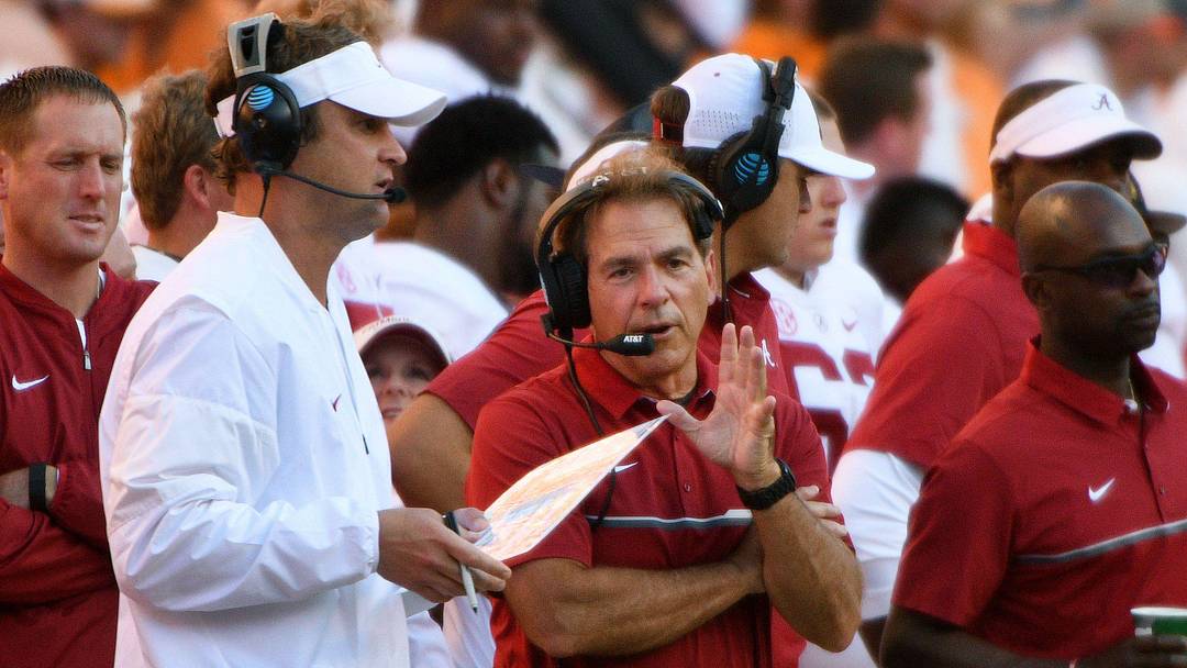 Alabama head coach Nick Saban and Lane Kiffin