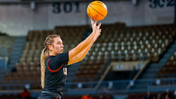 Lincoln Christian   s Maddi Stewart (3) shoots a 3-pointer during the semifinals of the girls state basketball tournament between Lincoln Christian and Glenpool at the Jim Norick Arena in Oklahoma City, on Friday, March 8, 2024.