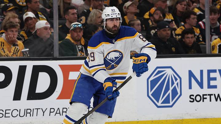 May 1, 2026; Boston, Massachusetts, USA; Buffalo Sabres right wing Alex Tuch (89) looks to pass against the Boston Bruins during the third period of game six of the first round of the 2026 Stanley Cup Playoffs at TD Garden. May 1, 2026; Boston, Massachusetts, USA; Buffalo Sabres right wing Alex Tuch (89) looks to pass against the Boston Bruins during the third period of game six of the first round of the 2026 Stanley Cup Playoffs at TD Garden.