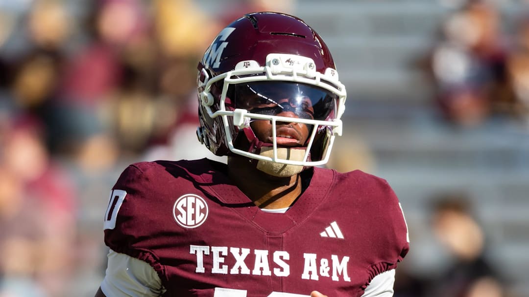 Texas A&M Aggies quarterback Marcel Reed (10) before a game against the Samford Bulldogs at Kyle Field. Mandatory Credit: Joseph Buvid-Imagn Images Texas A&M Aggies quarterback Marcel Reed (10) before a game against the Samford Bulldogs at Kyle Field. Mandatory Credit: Joseph Buvid-Imagn Images