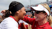 Oklahoma and Team USA coach Patty Gasso with former Sooner and Team USA member Tiare Jennings