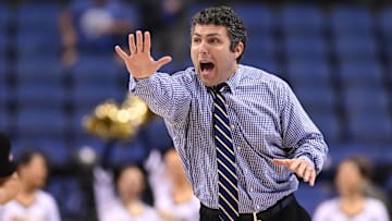 Georgia Tech Yellow Jackets head coach Josh Pastner reacts in the second half of the first round of the ACC Tournament at Greensboro Coliseum. Mandatory Credit: Bob Donnan-Imagn Images