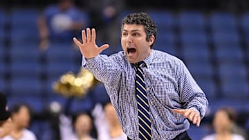 Former Georgia Tech Yellow Jackets head coach Josh Pastner reacts in the second half of the first round of the ACC Tournament at Greensboro Coliseum. 