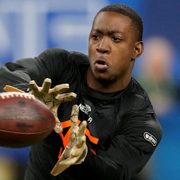 Mar 1, 2025; Indianapolis, IN, USA; Colorado wideout Lajohntay Wester (WO46) during the 2025 NFL Combine at Lucas Oil Stadium. Mandatory Credit: Kirby Lee-Imagn Images