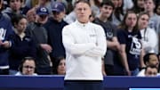 Penn State Nittany Lions head coach Mike Rhoades looks on from the bench during the first half against the Minnesota Golden Gophers at Bryce Jordan Center. 