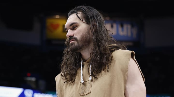 Apr 9, 2023; Oklahoma City, Oklahoma, USA; Memphis Grizzlies center Steven Adams (4) during the second quarter against the Oklahoma City Thunder at Paycom Center. Mandatory Credit: Alonzo Adams-USA TODAY Sports