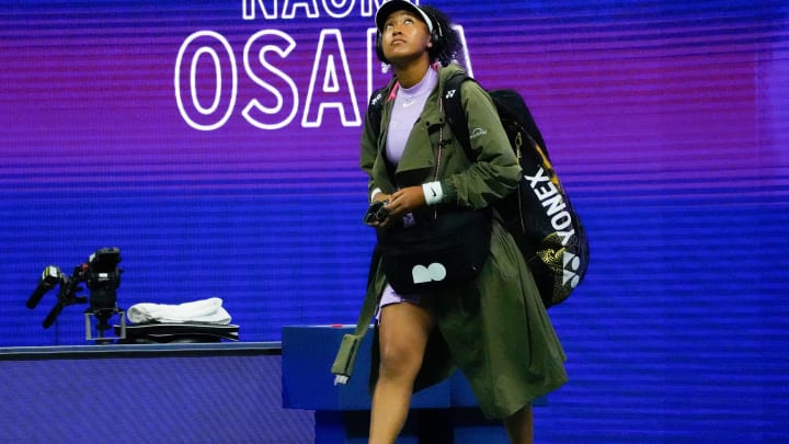 Flushing, NY, USA; Naomi Osaka of Japan enters to play  Danielle Collins of the USA on day two of the U.S. Open tennis tournament at USTA Billie Jean King National Tennis Center. 