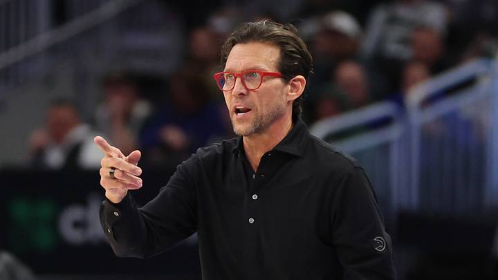Atlanta Hawks head coach Quin Snyder reacts against the Milwaukee Bucks.