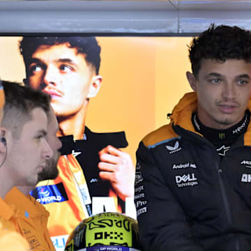 Jun 7, 2024; Montreal, Quebec, CAN; McLaren driver driver Lando Norris (GBR) in the pit lane during the practice session at Circuit Gilles Villeneuve. Mandatory Credit: Eric Bolte-Imagn Images