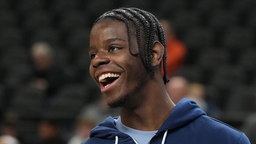 Mar 18, 2026; Greenville, SC, USA; North Carolina Tar Heels forward Caleb Wilson (8) during a practice session ahead of the first round of the men's 2026 NCAA Tournament at Bon Secours Wellness Arena. Mandatory Credit: Bob Donnan-Imagn Images Mar 18, 2026; Greenville, SC, USA; North Carolina Tar Heels forward Caleb Wilson (8) during a practice session ahead of the first round of the men's 2026 NCAA Tournament at Bon Secours Wellness Arena. Mandatory Credit: Bob Donnan-Imagn Images