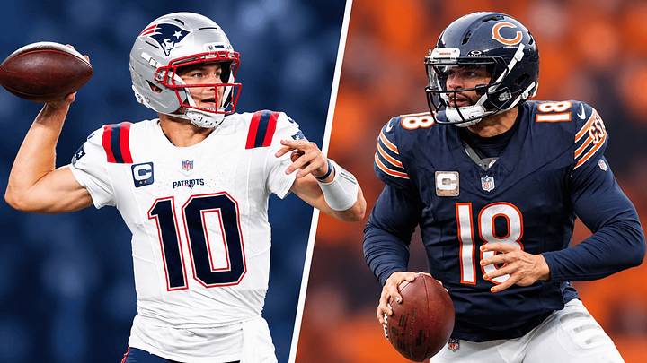 Chicago Bears quarterback Caleb Williams and New England Patriots quarterback Drake Maye