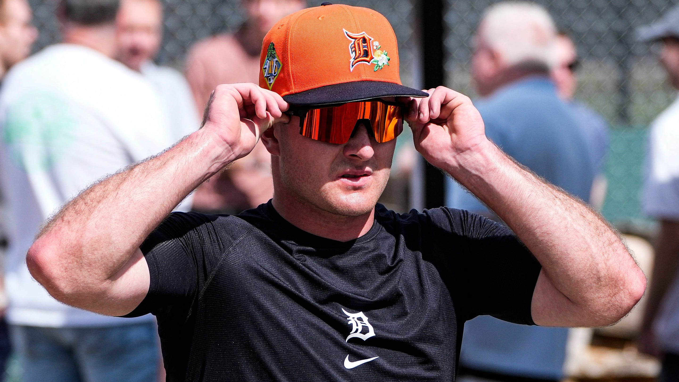 Detroit Tigers infielder Kevin McGonigle practices during spring training.